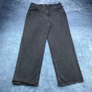 Old Navy High-Rise Wow Wide Leg Jeans Washed Black Size 14 Stretch Denim Pant